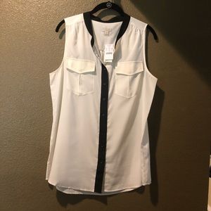 J.Crew button up sleeveless top, black and cream